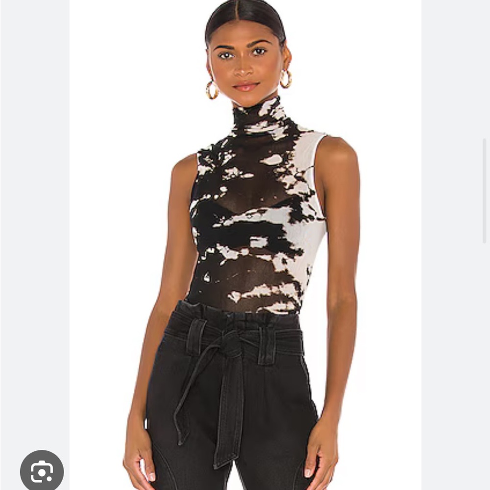 Enza Costa Black and White Sleeveless Turtleneck